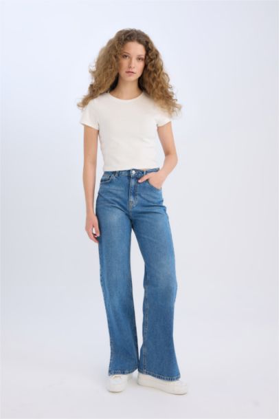 90's Wide Leg High Waist Straight Leg Long Jeans