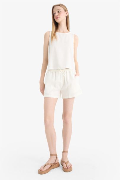 Укороченные шорты Coool Regular Fit из льняной смеси с средней посадкой