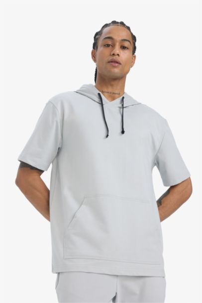 DeFactoFit Standard Fit Hooded Printed Sports T-Shirt