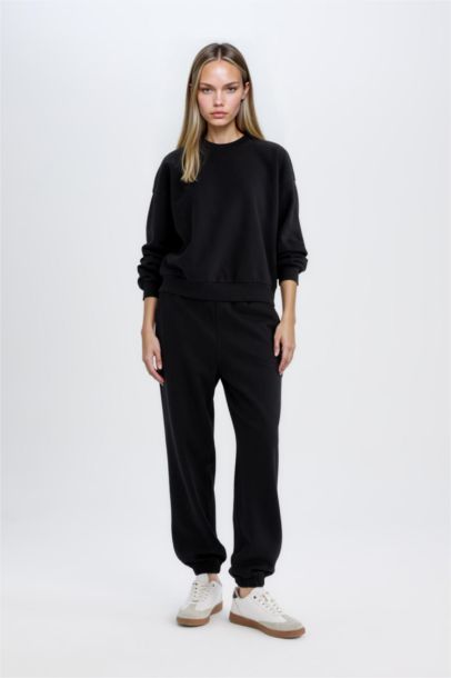 Regular Fit 2'li Takım Sweatshirt Beli Lastikli Jogger Eşofman Altı