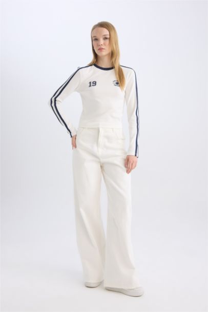 تيشيرت كم طويل مضلع سليم فيت