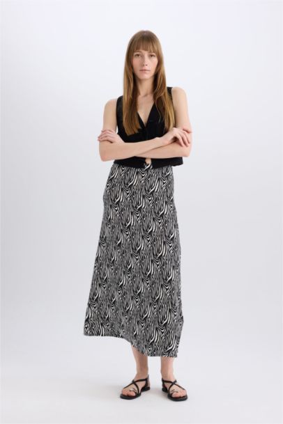 Юбка макси A-силуэта с принтом и нормальной талией в марокканском стиле