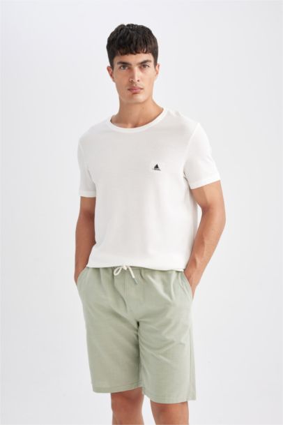 %100 Pamuk Beli Lastikli Cepli Pamuklu Bermuda Şort