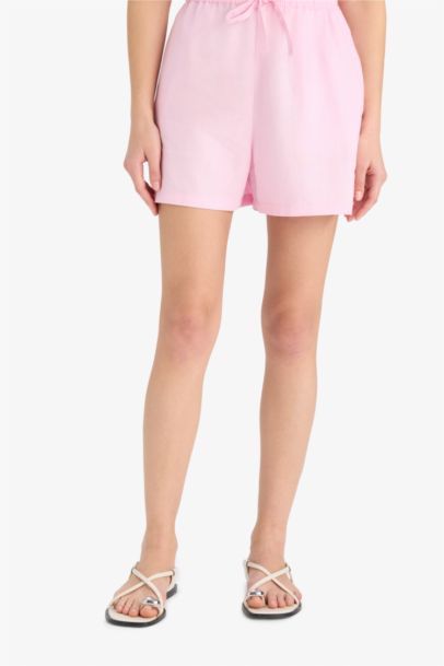 شورت كابري بخصر عادي من مزيج الكتان