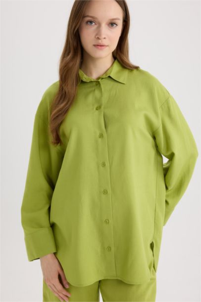 Relax Fit Linen Blend Long Sleeve Tunic