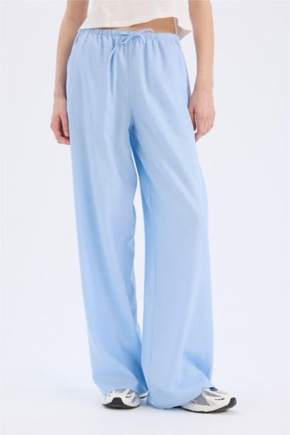 Wide Leg Linen Blend Trousers