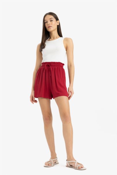 Crinkle Viscose Elastic Band Short Leg Shorts