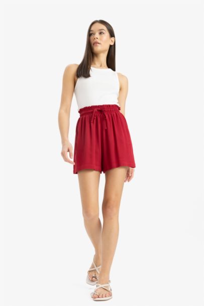 Crinkle Viscose Elastic Band Short Leg Shorts