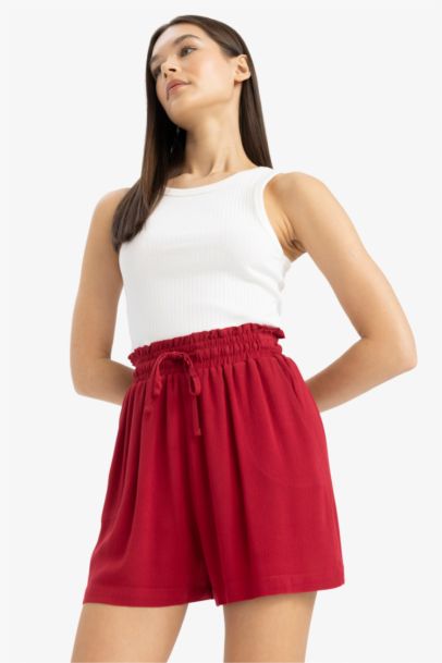 Crinkle Viscose Elastic Band Short Leg Shorts