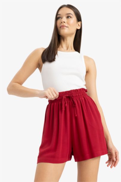 Crinkle Viscose Elastic Band Short Leg Shorts