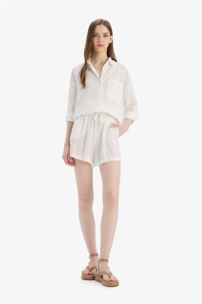 Crinkle Viscose Elastic Band Short Leg Shorts