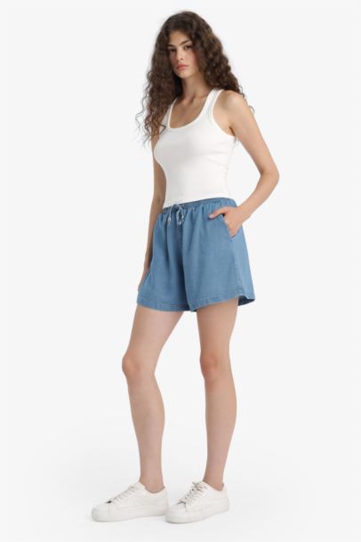 Шорты с высокой талией из тенселя