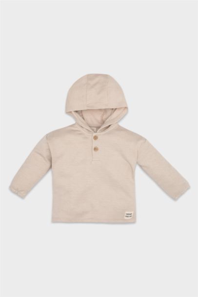 Sweat à capuche avec étiquette imprimée pour bébé garçon à boutons