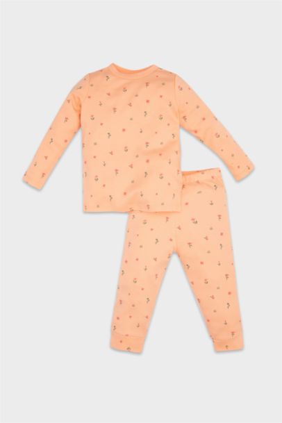 Pijama Takımı Çiçekli Uzun Kollu Üst Uzun Alt Kız Bebek