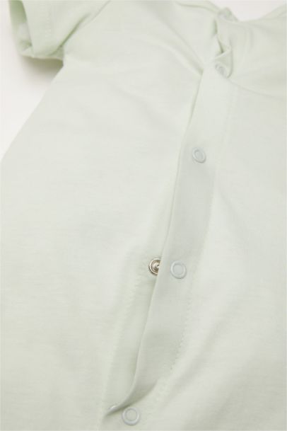 Desenli Penye 2'li Kısa Kollu Tulum Kız Bebek Yenidoğan