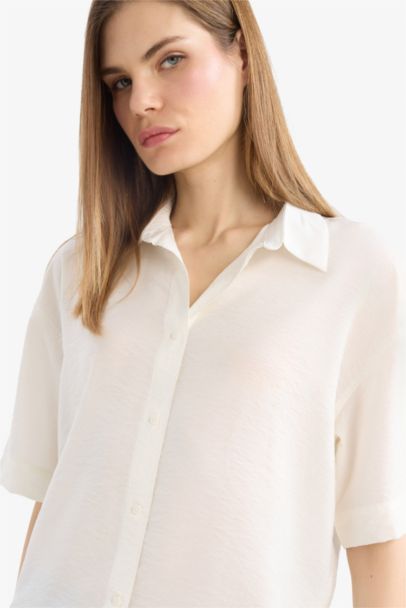 Oversize Fit Shirt Collar Short Sleeve Shirt