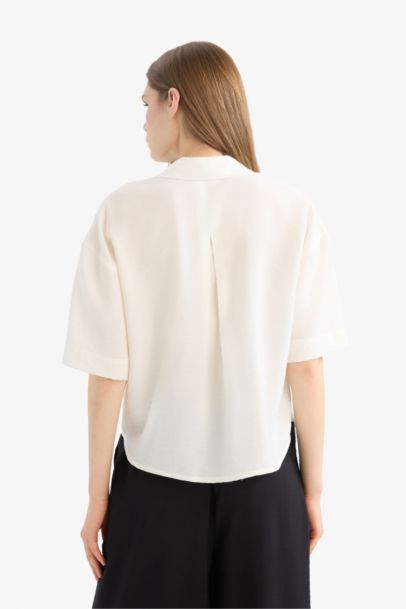 Oversize Fit Shirt Collar Short Sleeve Shirt