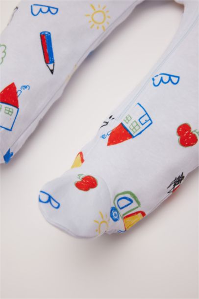 Dinozor Baskılı Uzun Kollu Fermuarlı Tulum Erkek Bebek Yenidoğan