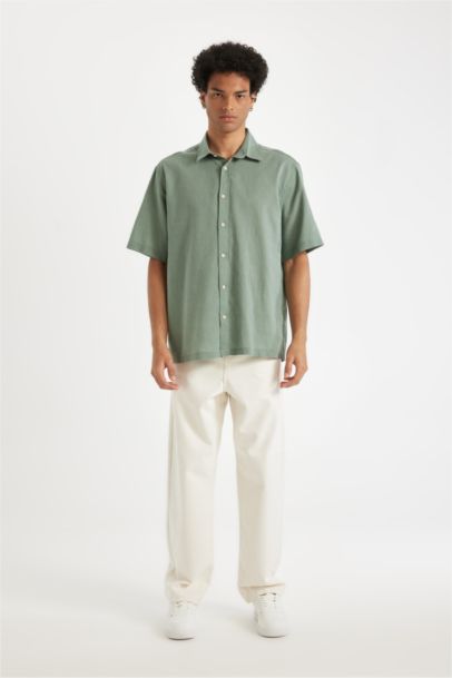 Chemise en Popeline à manches courtes et Coupe décontractée