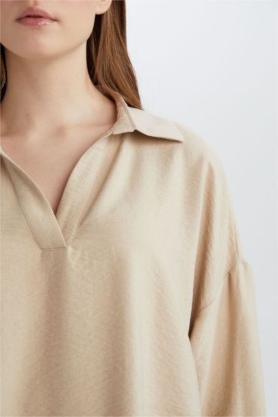 Regular Fit Crew Neck Long Sleeve Blouse