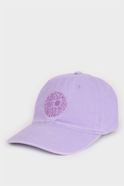 Girl Embroidered Cotton Denim Cap