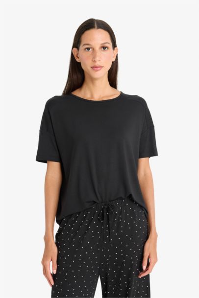 Pijama Takımı Kısa Kollu Üst Beli Lastikli Uzun Alt