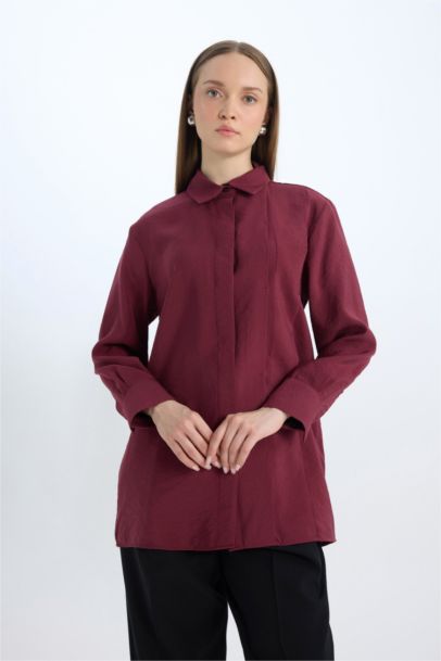 Relax Fit Modal Basic Long Sleeve Shirt Tunic
