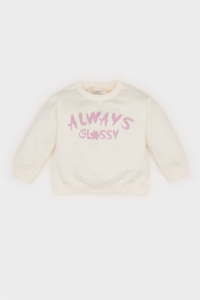 Sweatshirt imprimé à col rond pour bébé fille