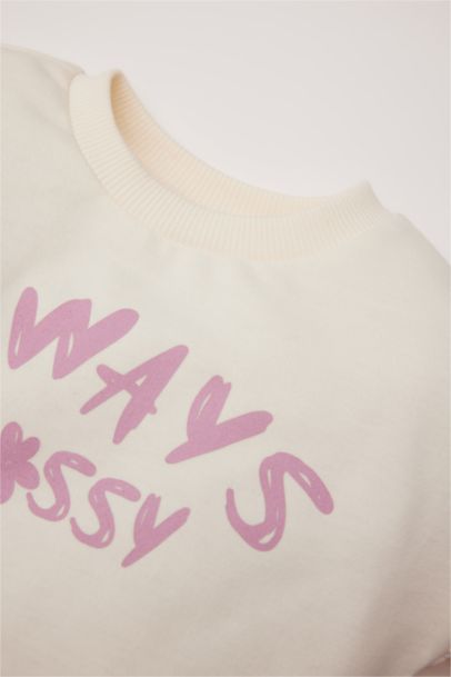 Sweatshirt imprimé à col rond pour bébé fille