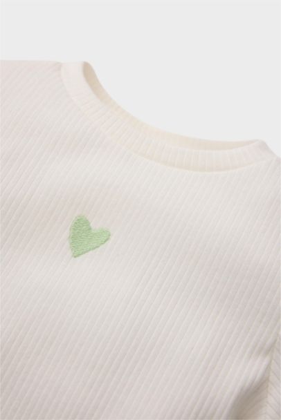 تيشيرت كم طويل مضلع قصة عادية بياقة مستديرة