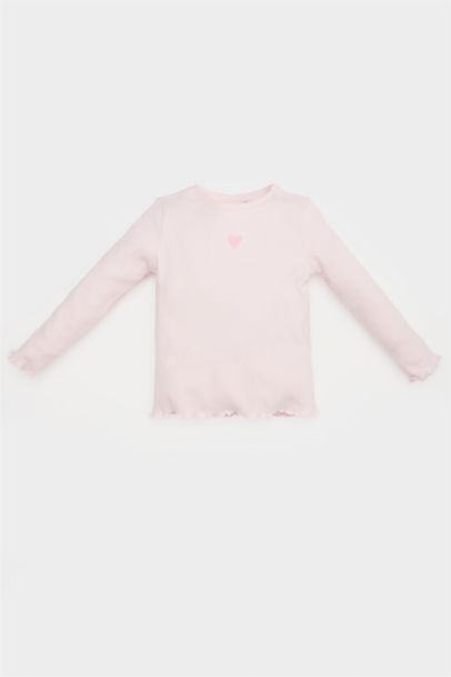 تيشيرت كم طويل مضلع قصة عادية برقبة مستديرة