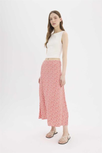 A Cut Floral Normal Waist Maxi Skirt