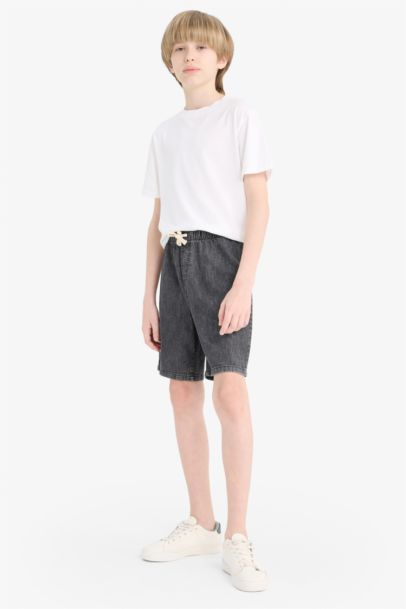 Beli Lastikli Jean Şort Erkek Çocuk