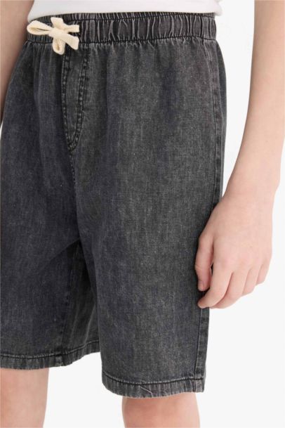 Beli Lastikli Jean Şort Erkek Çocuk