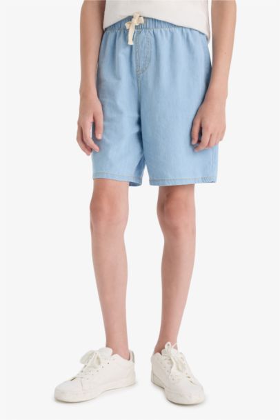 Beli Lastikli Jean Şort Erkek Çocuk