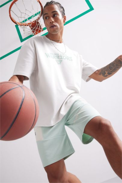 NBA Golden State Warriors Oversize Geniş Kalıp Bisiklet Yaka Sırt Baskılı Kısa Kollu Tişört