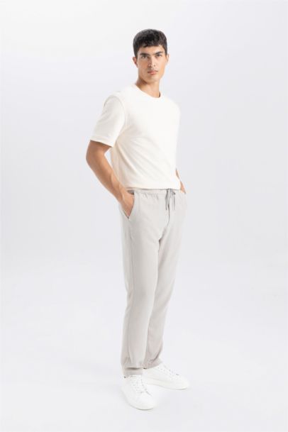 Yazlık Jogger Pantolon Slim Fit Dar Kesim Beli Bağcıklı Cepli Düz Paça