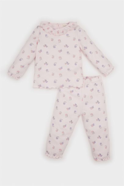 Baby Girl Fruit Patterned Top Long Bottom 2 Piece Pajama Set
