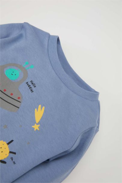 طقم بيجاما بيبي اولادي قصة عادية وكم طويل - قطعتين