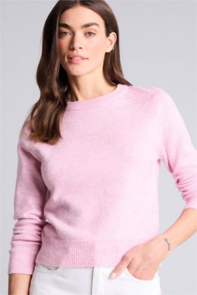 بلوفر تريكو بيزك قصة عادية برقبة مستديرة ملمس ناعم