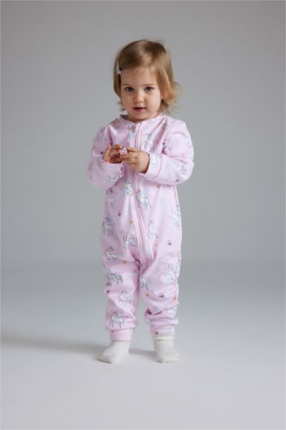 Unicorn Baskılı 2'li Uzun Kollu Tulum Kız Bebek Yenidoğan