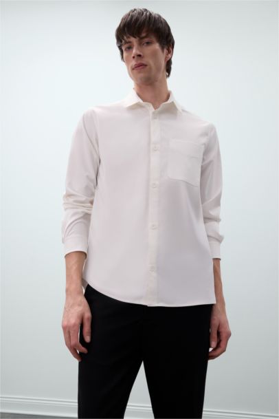 Regular Fit Polo Collar Long Sleeve Shirt