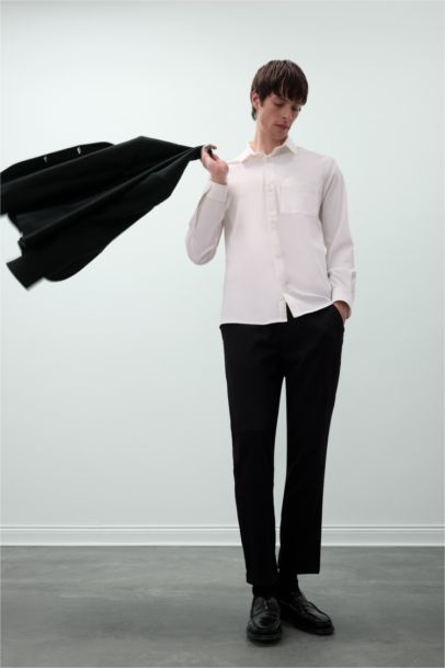 Regular Fit Polo Collar Long Sleeve Shirt