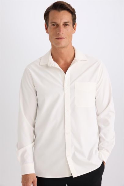 Regular Fit Polo Collar Long Sleeve Shirt