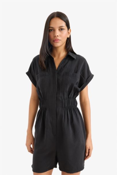 Комбинезон с коротким рукавом из модала с рубашечным воротником