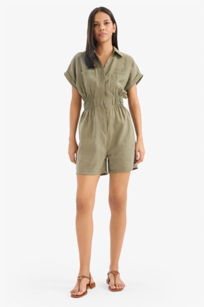 Ромпер с воротником рубашки и коротким рукавом из модала
