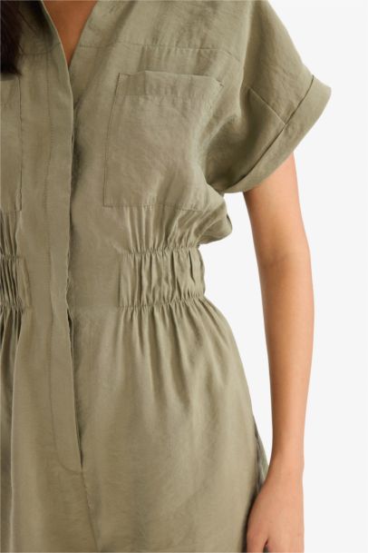 Ромпер с воротником рубашки и коротким рукавом из модала