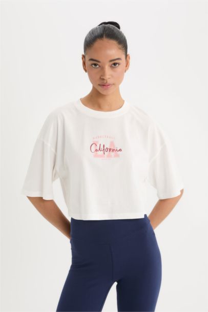 DeFactoFit Oversize Fit Printed Sports Short Sleeve T-Shirt