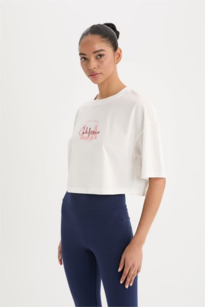 DeFactoFit Oversize Fit Printed Sports Short Sleeve T-Shirt