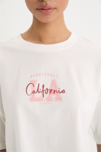 DeFactoFit Oversize Fit Printed Sports Short Sleeve T-Shirt